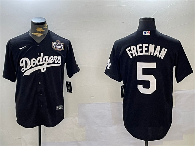 Los Angeles Dodgers #5 Freddie Freeman Black 2024 World Series Cool Base Stitched Jersey